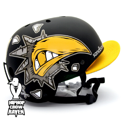 [그래피커] 0013-RAVEN-Helmet-03   힙합 까마귀 라벤 캐릭터 디자인 스노우보드 헬멧 튜닝 스티커 스킨 데칼 