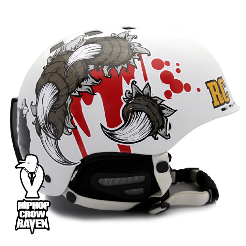 [그래피커] 0013-RAVEN-Helmet-04   힙합 까마귀 라벤 캐릭터 디자인 스노우보드 헬멧 튜닝 스티커 스킨 데칼 