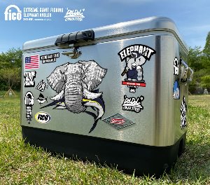 [그래피커] fico-Suitcase-10 익스트림 낚시 브랜드 &#039;피코&#039; 코끼리 캠핑 낚시 아이스박스 쿨러 튜닝 스티커 스킨 데칼