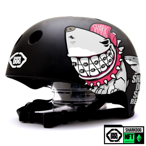 [그래피커] 0014-Shark DOG-Helmet-27 불독 상어 서핑 강아지 샤크독 하와이 스노우보드 오토바이 헬멧 튜닝 스티커 스킨