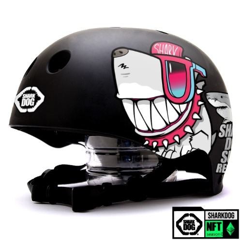 [그래피커] 0014-SharkDOG-Helmet-29 불독 상어 서핑 강아지 샤크독 하와이 스노우보드 오토바이 헬멧 튜닝 스티커 스킨