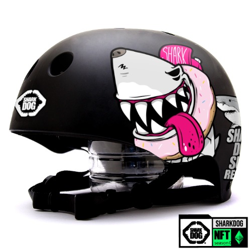 [그래피커] 0014-SharkDOG-Helmet-28 불독 상어 서핑 강아지 샤크독 하와이 스노우보드 오토바이 헬멧 튜닝 스티커 스킨