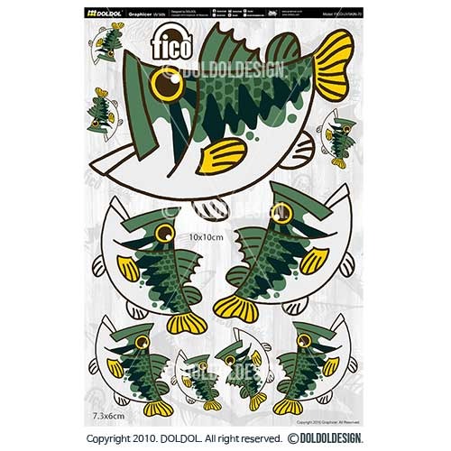 [돌돌] FICO-UVSKIN-Sticker-70 익스트림 낚시 브랜드 &#039;피코&#039; 시즌2 루어 물고기 테클박스 낚시 튜닝 스티커 스킨 데칼 그래피커