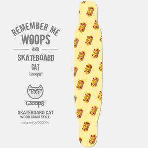 [그래피커] WOOPS_Longboard_10 고양이 웁스 롱보드 튜닝 스티커 스킨 그래피커