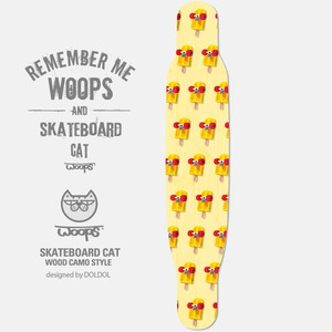 [그래피커] WOOPS_Longboard_11 고양이 웁스 롱보드 튜닝 스티커 스킨 그래피커