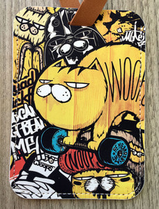 [돌돌] WOOPS-LUGGAGE TAG-05 스케이트보드 고양이 웁스 캐릭터 그래픽 디자인 여행 가방 캐리어 네임택 러기지택 캐리어택 이름표 