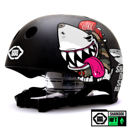 [그래피커] 0014-SharkDOG-Helmet-26 불독 상어 서핑 강아지 샤크독 하와이 스노우보드 오토바이 헬멧 튜닝 스티커 스킨