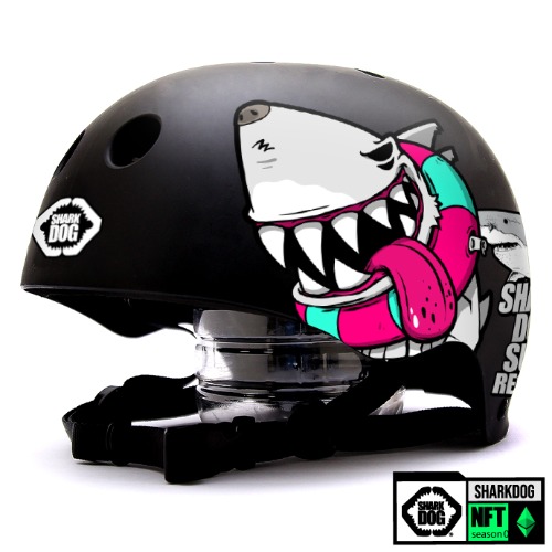 [그래피커] 0014-SharkDOG-Helmet-24 불독 상어 서핑 강아지 샤크독 하와이 스노우보드 오토바이 헬멧 튜닝 스티커 스킨