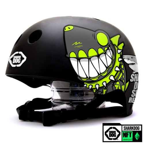 [그래피커] 0014-Shark DOG-Helmet-21 불독 상어 서핑 강아지 샤크독 하와이 스노우보드 오토바이 헬멧 튜닝 스티커 스킨