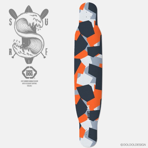 [돌돌] SHARK-DOG_Longboard_48 샤크독 서핑 하와이 롱보드 캐릭터 그래픽 디자인 스티커 스킨 데칼